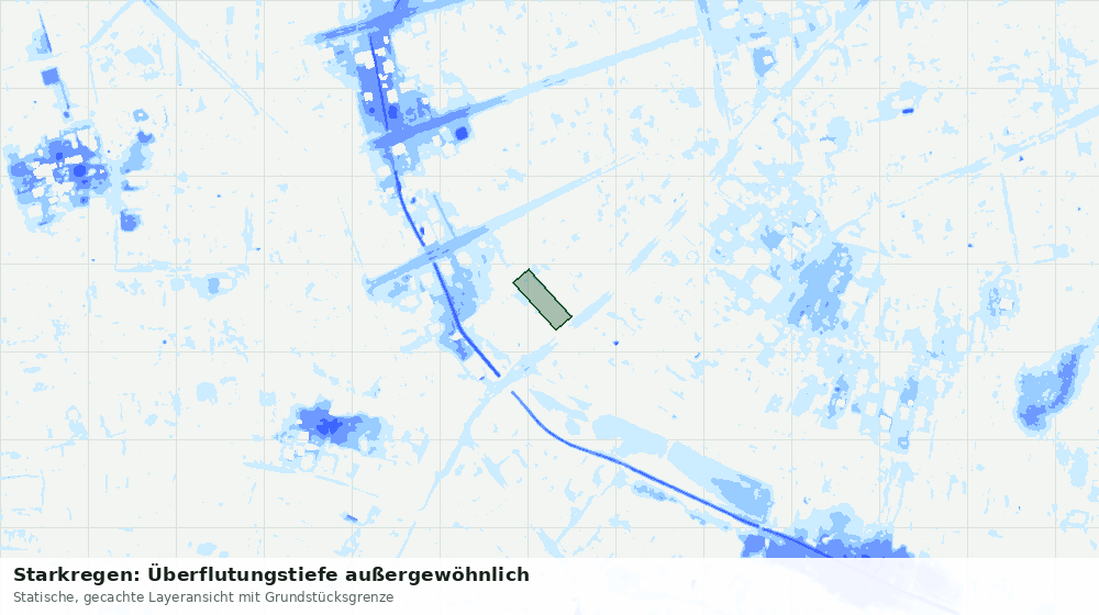 Statische Kartenansicht: Starkregen: Überflutungstiefe außergewöhnlich