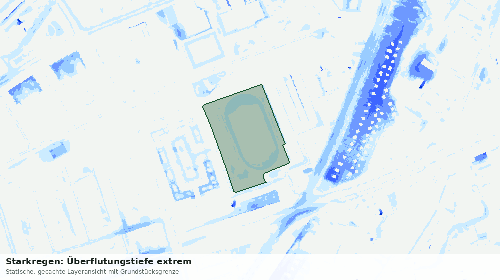 Statische Kartenansicht: Starkregen: Überflutungstiefe extrem