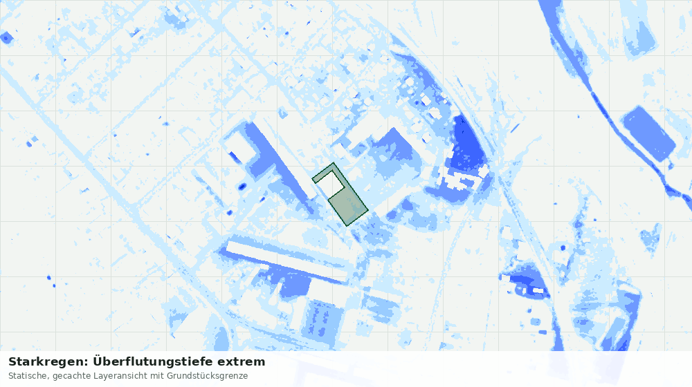 Statische Kartenansicht: Starkregen: Überflutungstiefe extrem