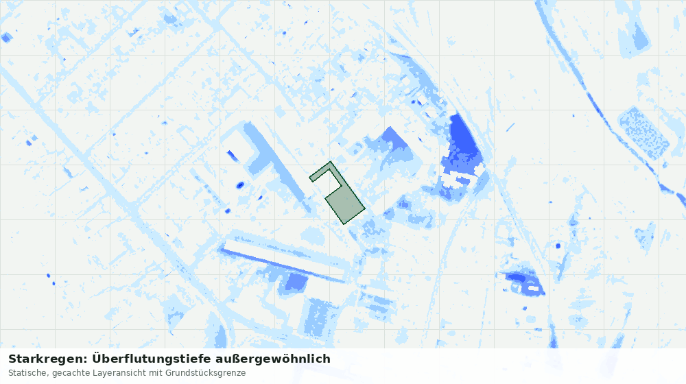 Statische Kartenansicht: Starkregen: Überflutungstiefe außergewöhnlich