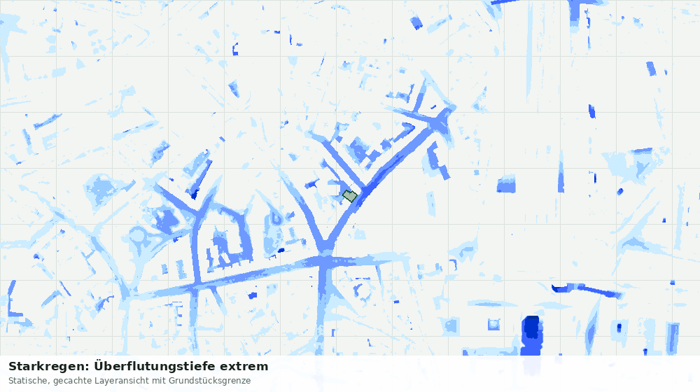 Statische Kartenansicht: Starkregen: Überflutungstiefe extrem