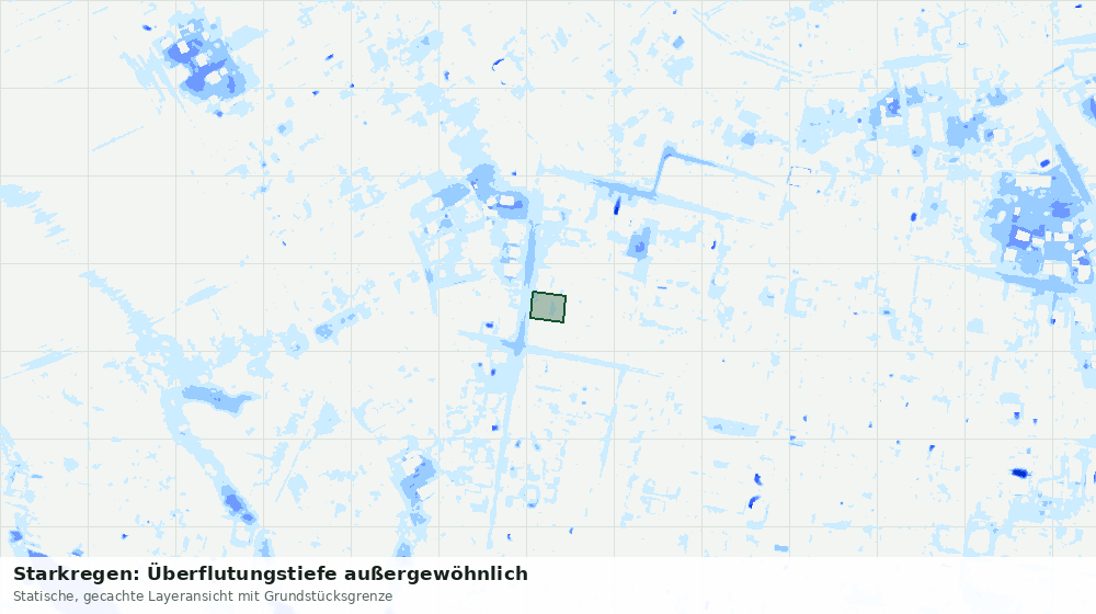 Statische Kartenansicht: Starkregen: Überflutungstiefe außergewöhnlich