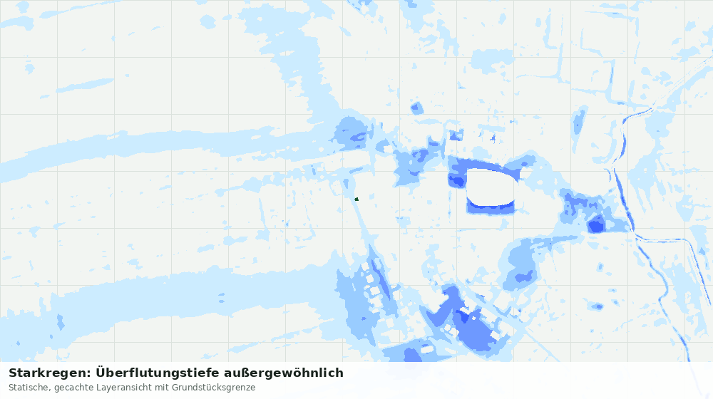 Statische Kartenansicht: Starkregen: Überflutungstiefe außergewöhnlich