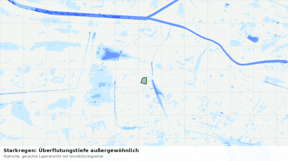 Statische Kartenansicht: Starkregen: Überflutungstiefe außergewöhnlich