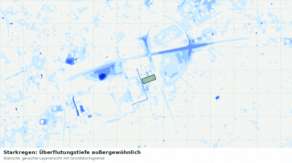 Statische Kartenansicht: Starkregen: Überflutungstiefe außergewöhnlich