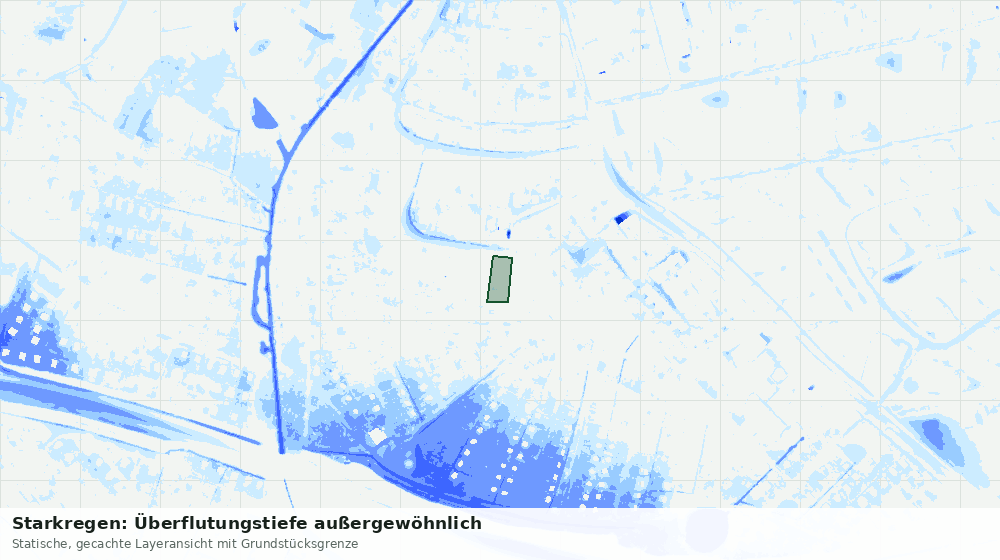Statische Kartenansicht: Starkregen: Überflutungstiefe außergewöhnlich