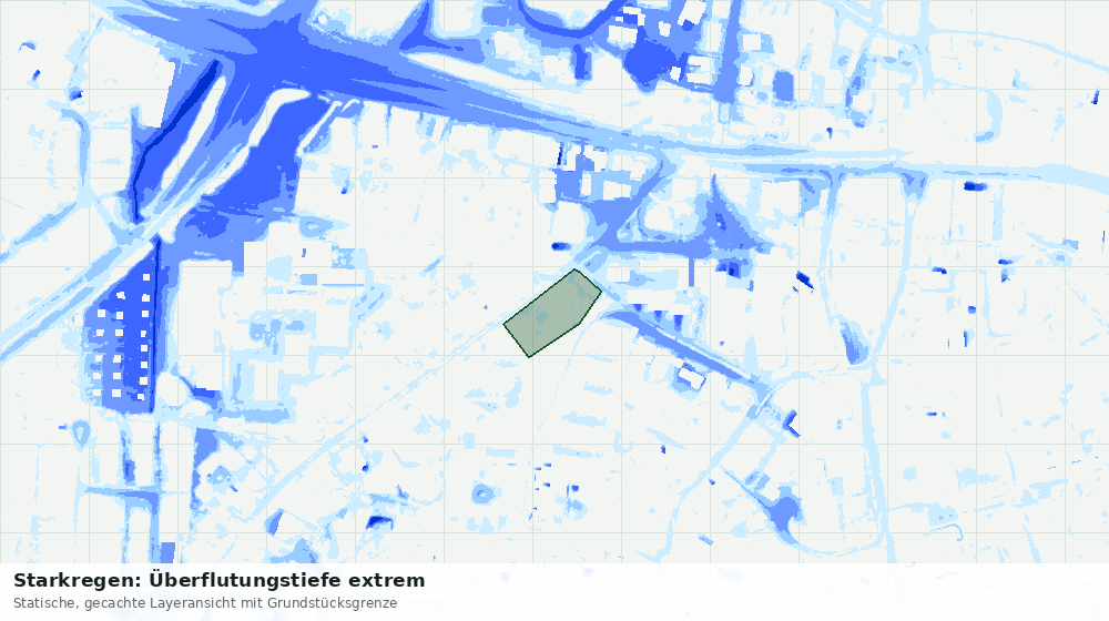 Statische Kartenansicht: Starkregen: Überflutungstiefe extrem