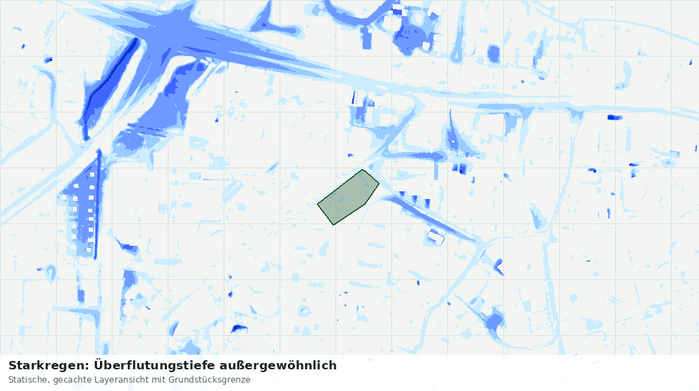 Statische Kartenansicht: Starkregen: Überflutungstiefe außergewöhnlich