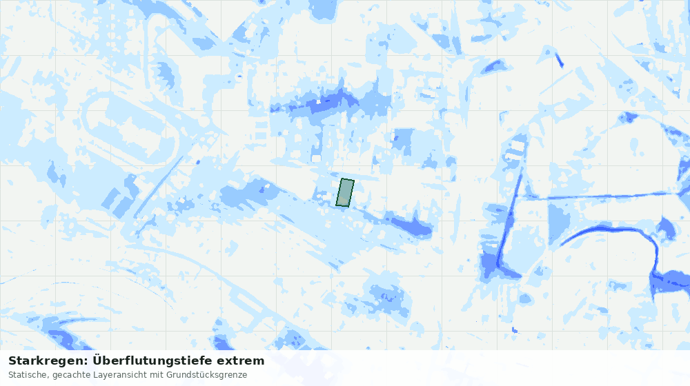 Statische Kartenansicht: Starkregen: Überflutungstiefe extrem
