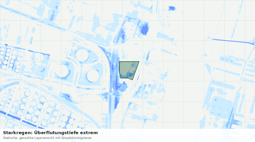 Statische Kartenansicht: Starkregen: Überflutungstiefe extrem