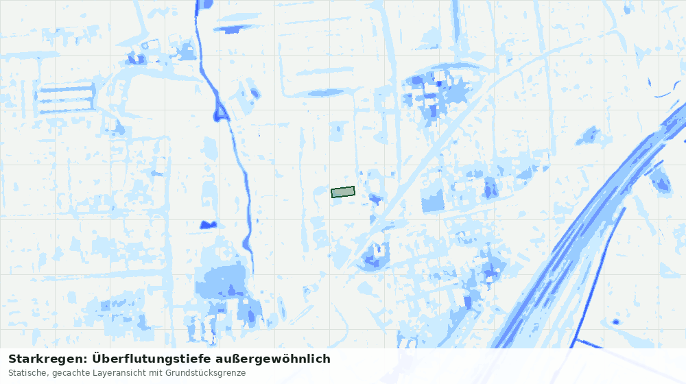 Statische Kartenansicht: Starkregen: Überflutungstiefe außergewöhnlich
