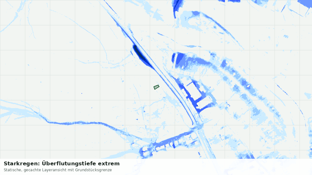 Statische Kartenansicht: Starkregen: Überflutungstiefe extrem