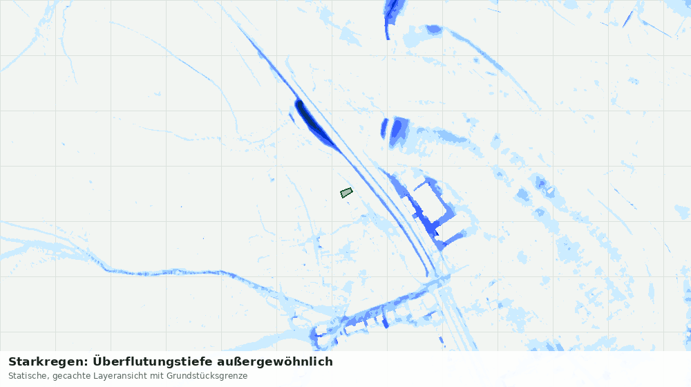 Statische Kartenansicht: Starkregen: Überflutungstiefe außergewöhnlich