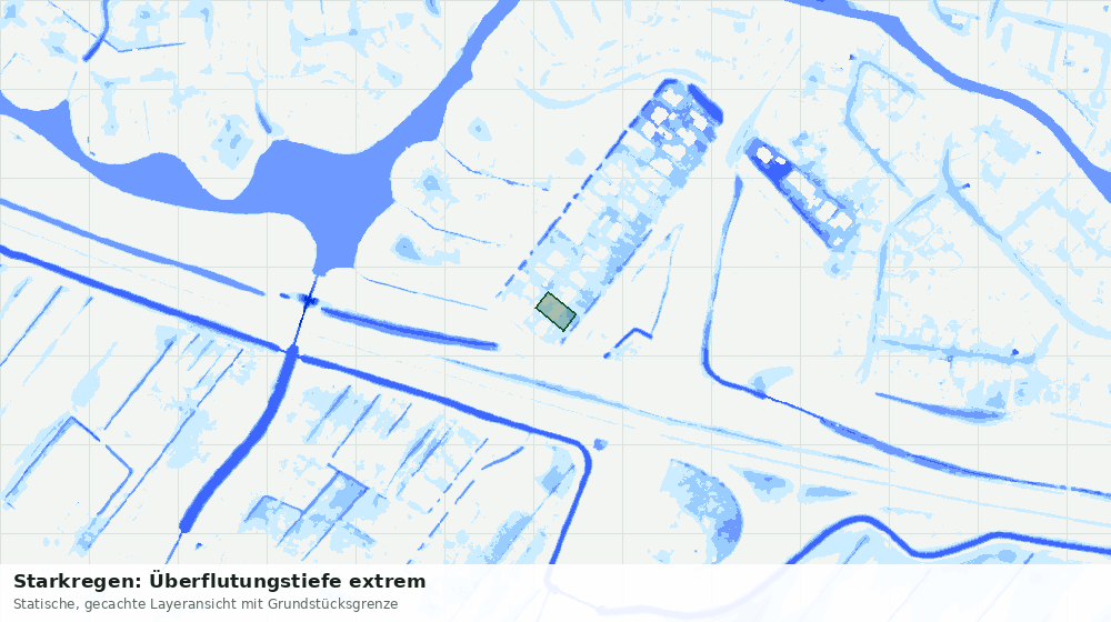 Statische Kartenansicht: Starkregen: Überflutungstiefe extrem