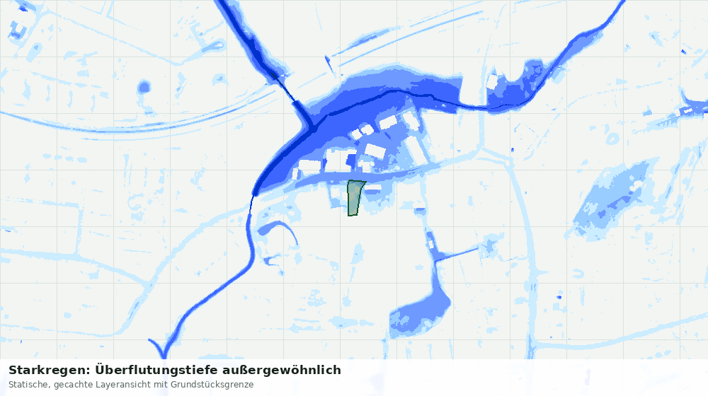 Statische Kartenansicht: Starkregen: Überflutungstiefe außergewöhnlich