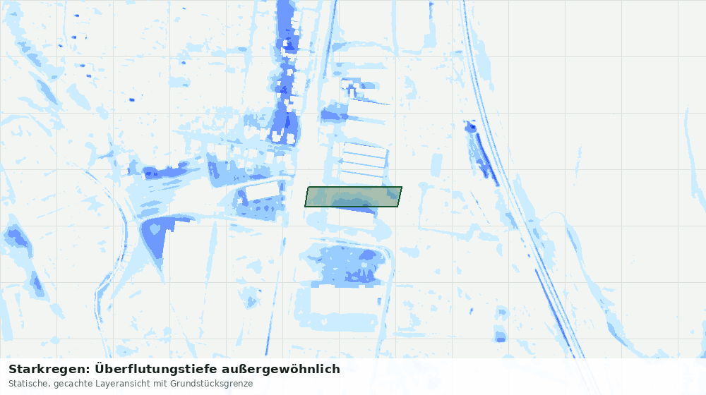Statische Kartenansicht: Starkregen: Überflutungstiefe außergewöhnlich