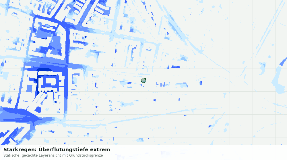 Statische Kartenansicht: Starkregen: Überflutungstiefe extrem
