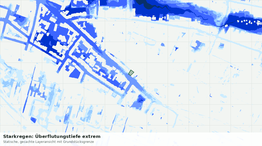 Statische Kartenansicht: Starkregen: Überflutungstiefe extrem