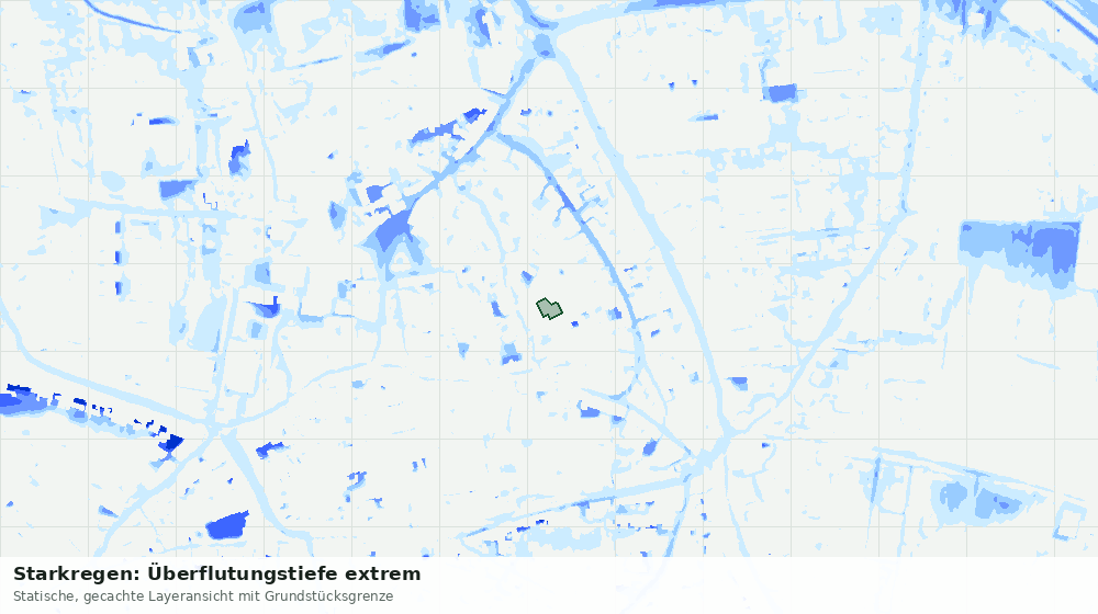 Statische Kartenansicht: Starkregen: Überflutungstiefe extrem