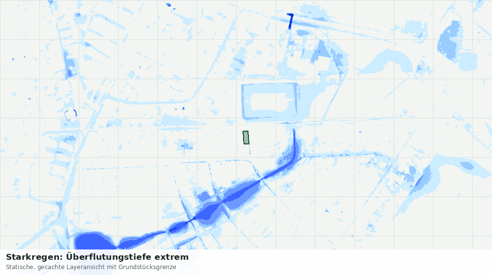 Statische Kartenansicht: Starkregen: Überflutungstiefe extrem