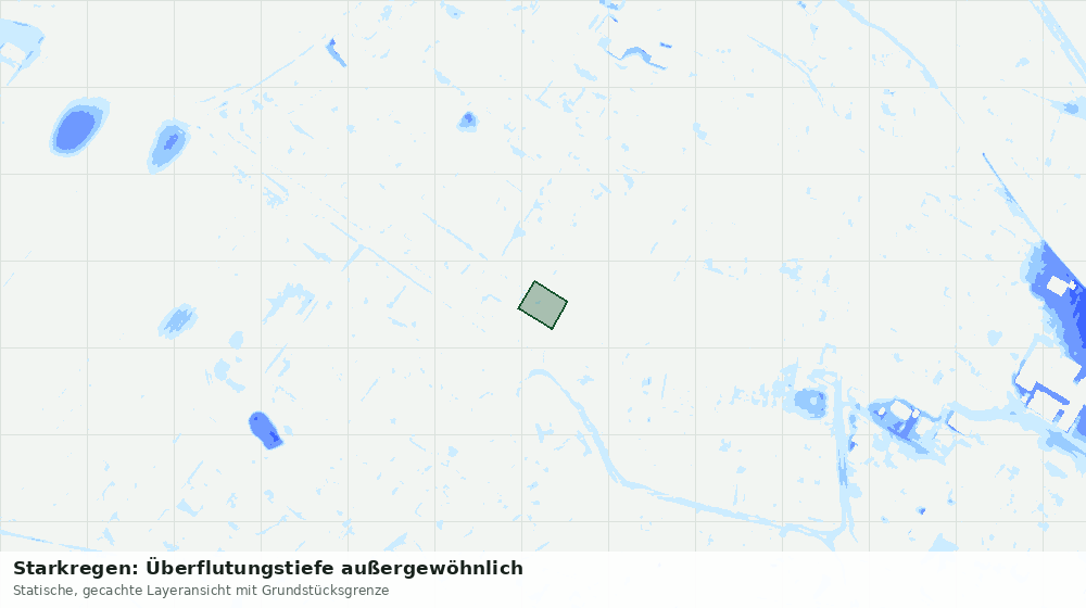Statische Kartenansicht: Starkregen: Überflutungstiefe außergewöhnlich