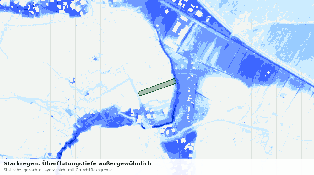 Statische Kartenansicht: Starkregen: Überflutungstiefe außergewöhnlich