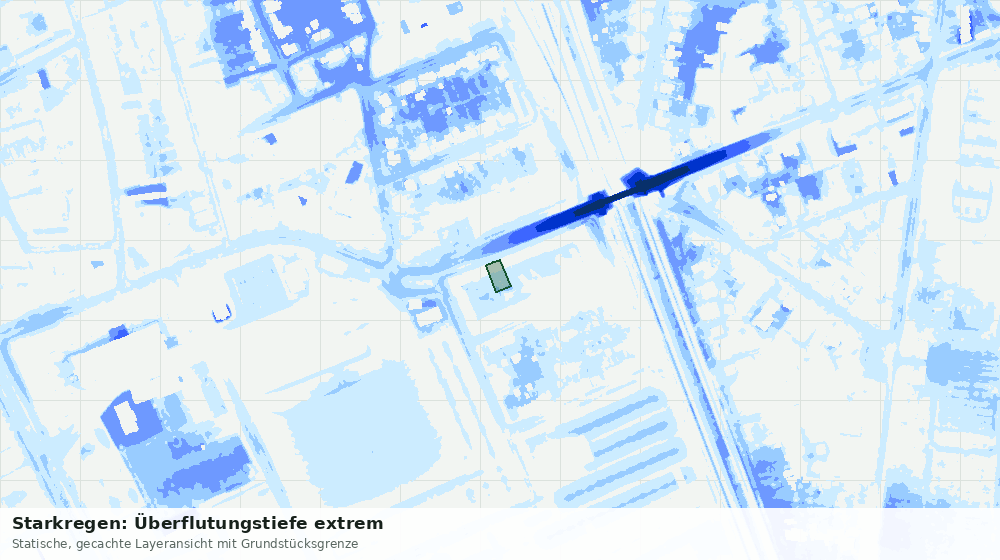 Statische Kartenansicht: Starkregen: Überflutungstiefe extrem