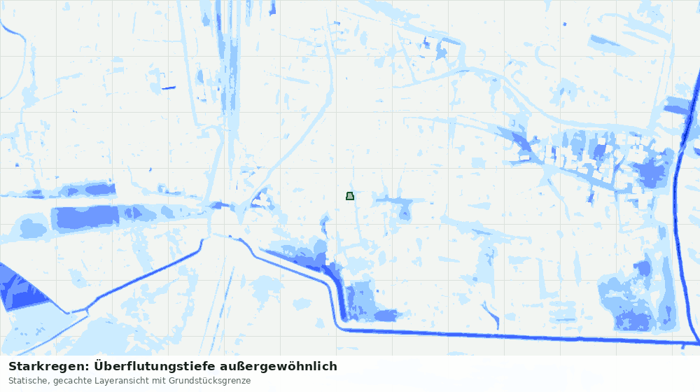Statische Kartenansicht: Starkregen: Überflutungstiefe außergewöhnlich