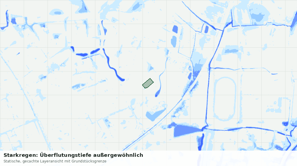 Statische Kartenansicht: Starkregen: Überflutungstiefe außergewöhnlich