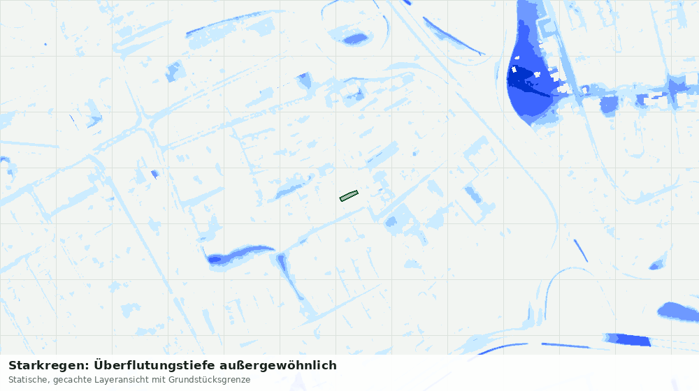Statische Kartenansicht: Starkregen: Überflutungstiefe außergewöhnlich