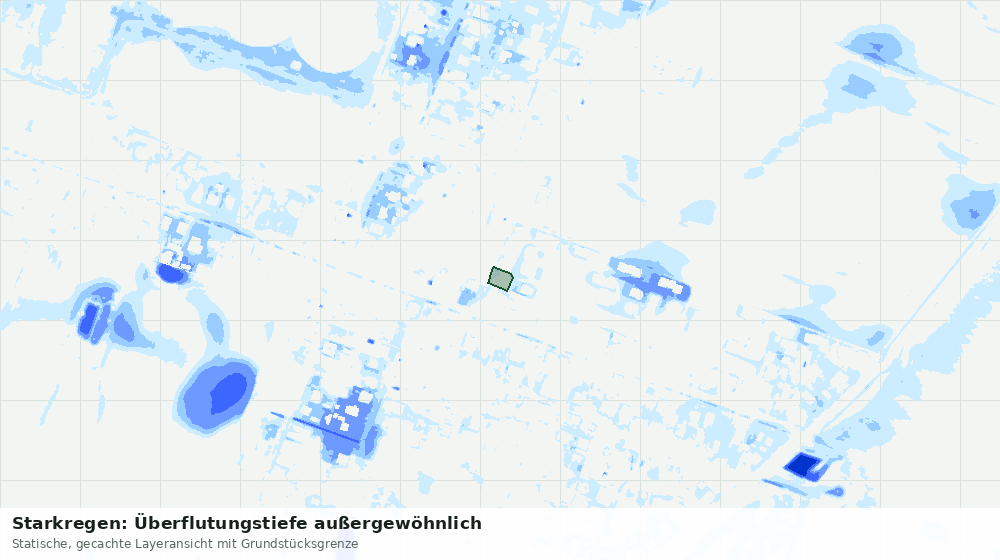 Statische Kartenansicht: Starkregen: Überflutungstiefe außergewöhnlich