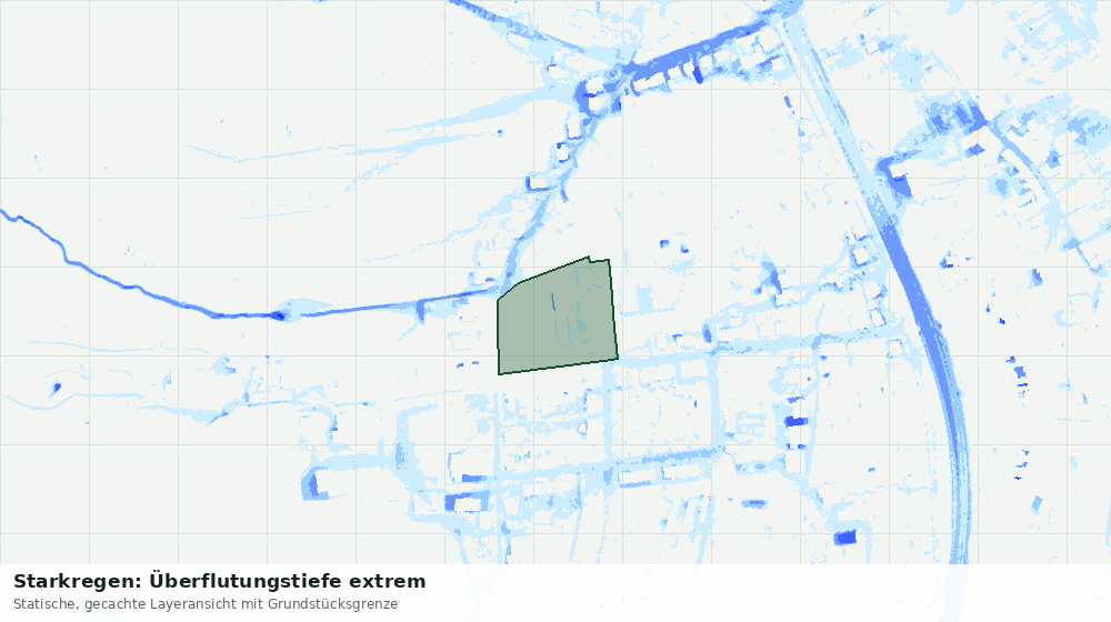 Statische Kartenansicht: Starkregen: Überflutungstiefe extrem