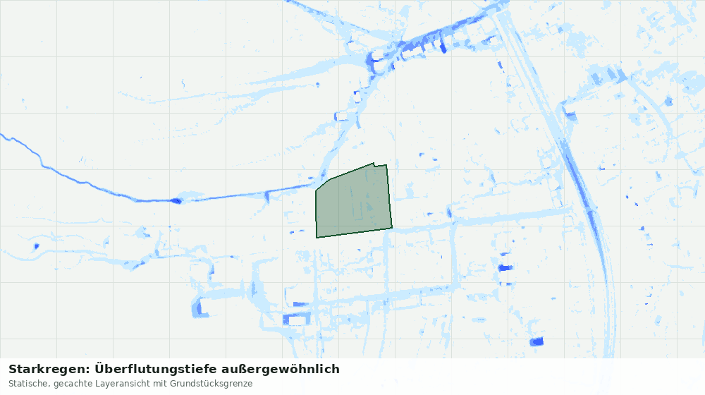 Statische Kartenansicht: Starkregen: Überflutungstiefe außergewöhnlich