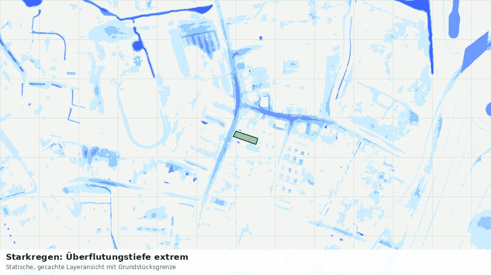 Statische Kartenansicht: Starkregen: Überflutungstiefe extrem