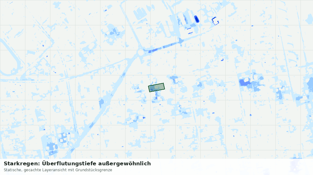 Statische Kartenansicht: Starkregen: Überflutungstiefe außergewöhnlich