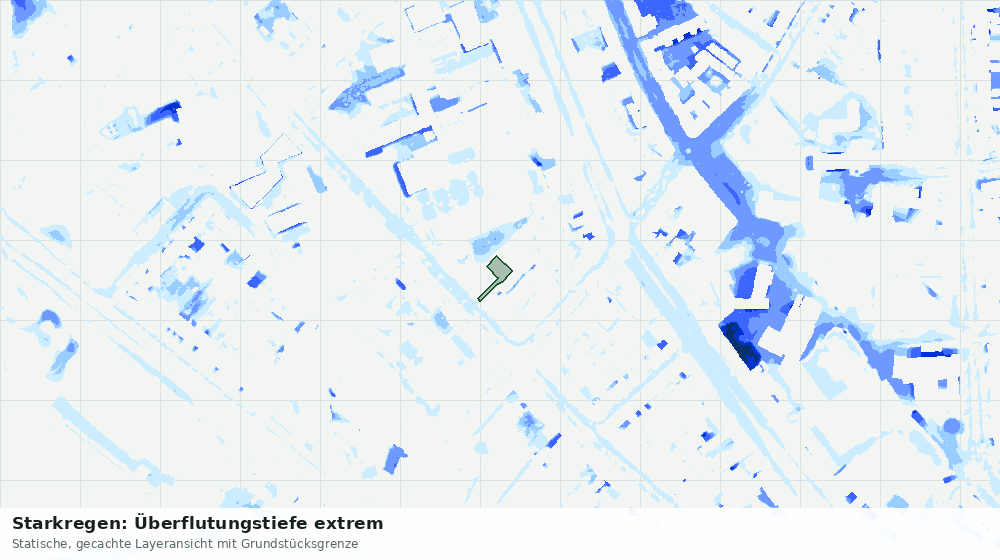 Statische Kartenansicht: Starkregen: Überflutungstiefe extrem