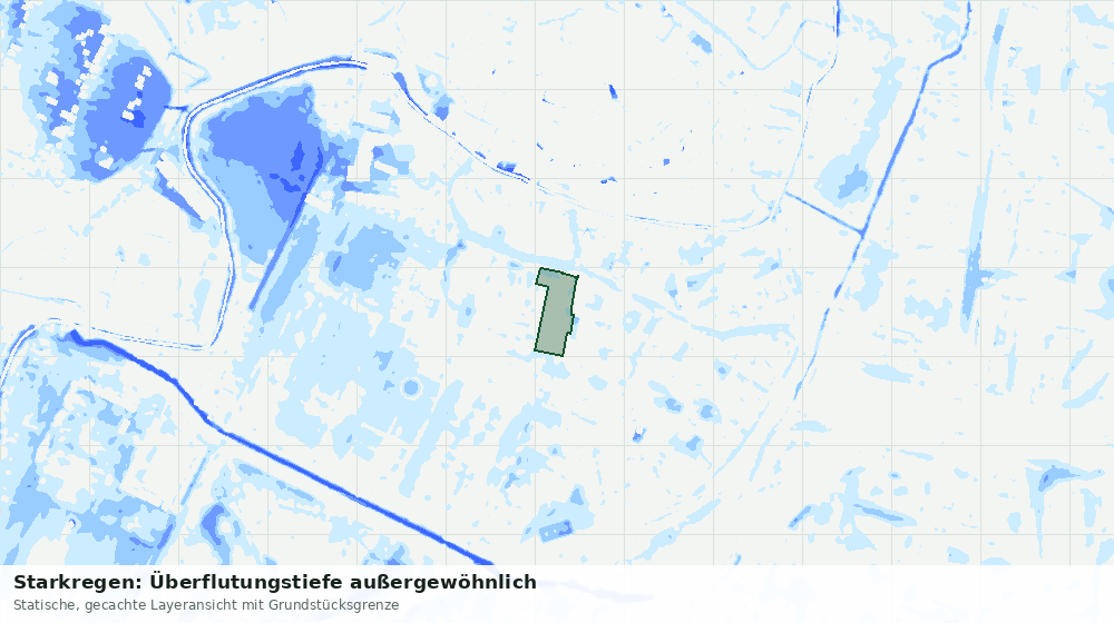 Statische Kartenansicht: Starkregen: Überflutungstiefe außergewöhnlich