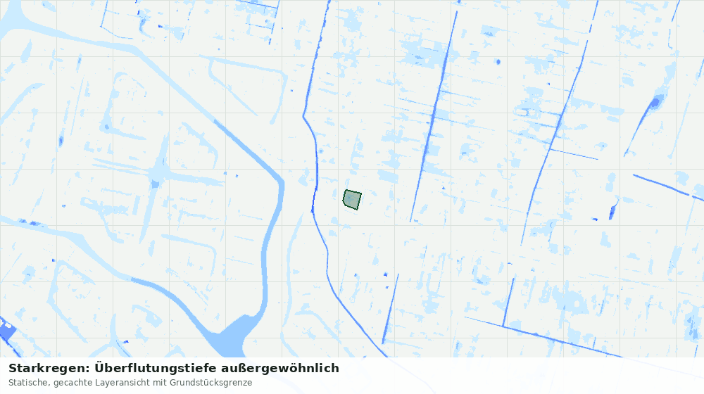 Statische Kartenansicht: Starkregen: Überflutungstiefe außergewöhnlich
