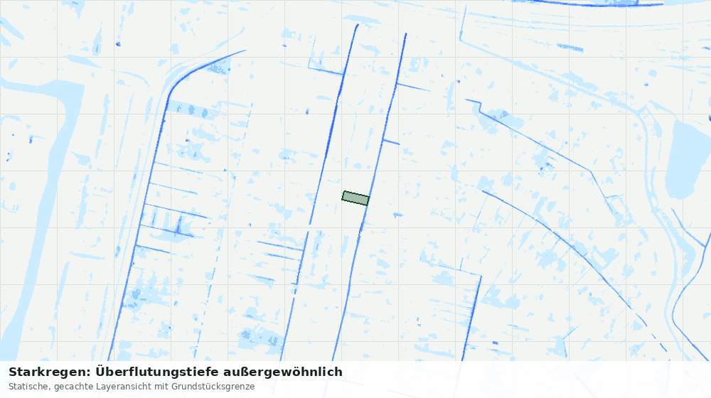 Statische Kartenansicht: Starkregen: Überflutungstiefe außergewöhnlich