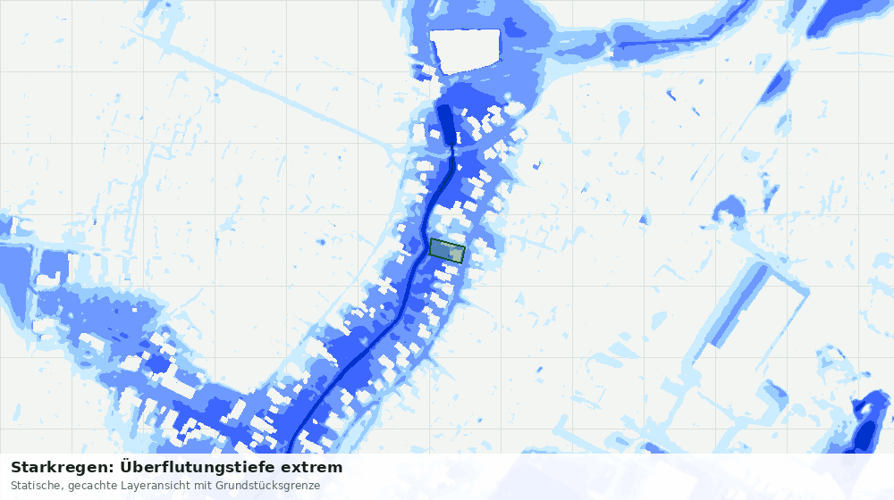Statische Kartenansicht: Starkregen: Überflutungstiefe extrem