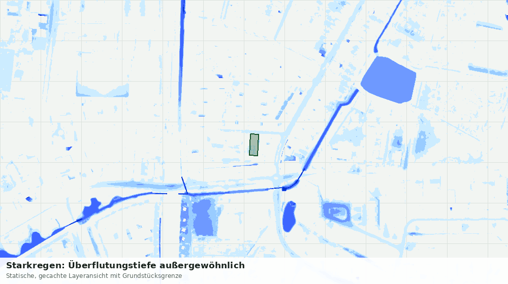Statische Kartenansicht: Starkregen: Überflutungstiefe außergewöhnlich