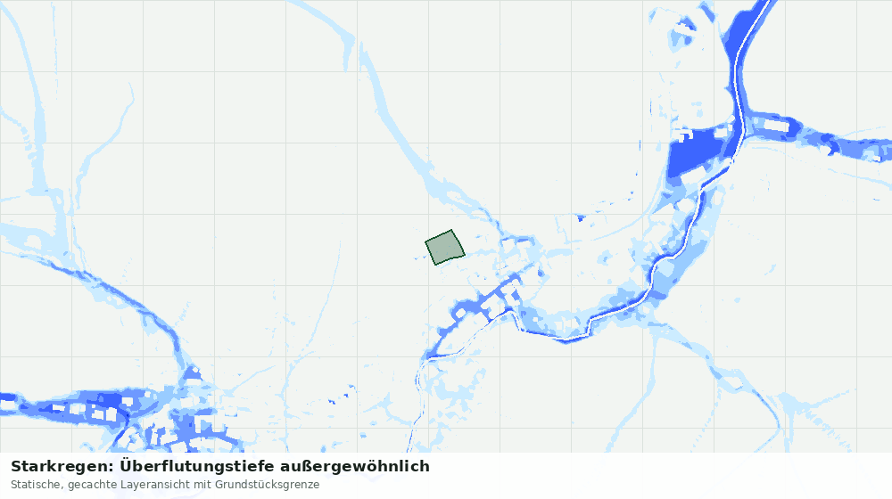 Statische Kartenansicht: Starkregen: Überflutungstiefe außergewöhnlich