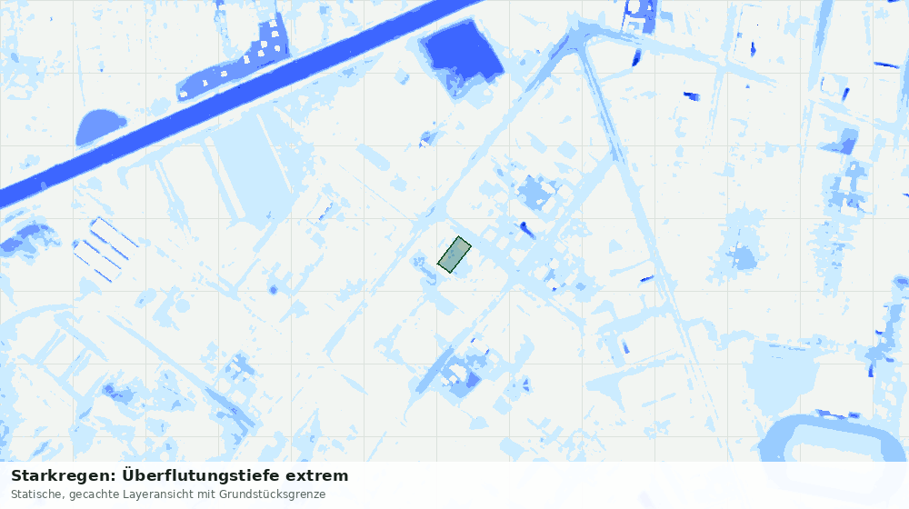 Statische Kartenansicht: Starkregen: Überflutungstiefe extrem