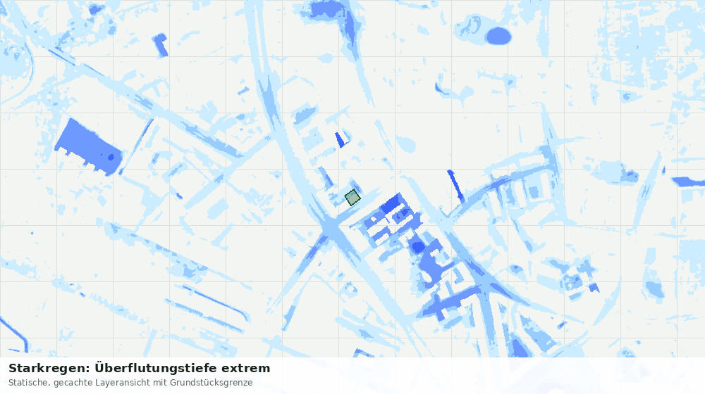 Statische Kartenansicht: Starkregen: Überflutungstiefe extrem