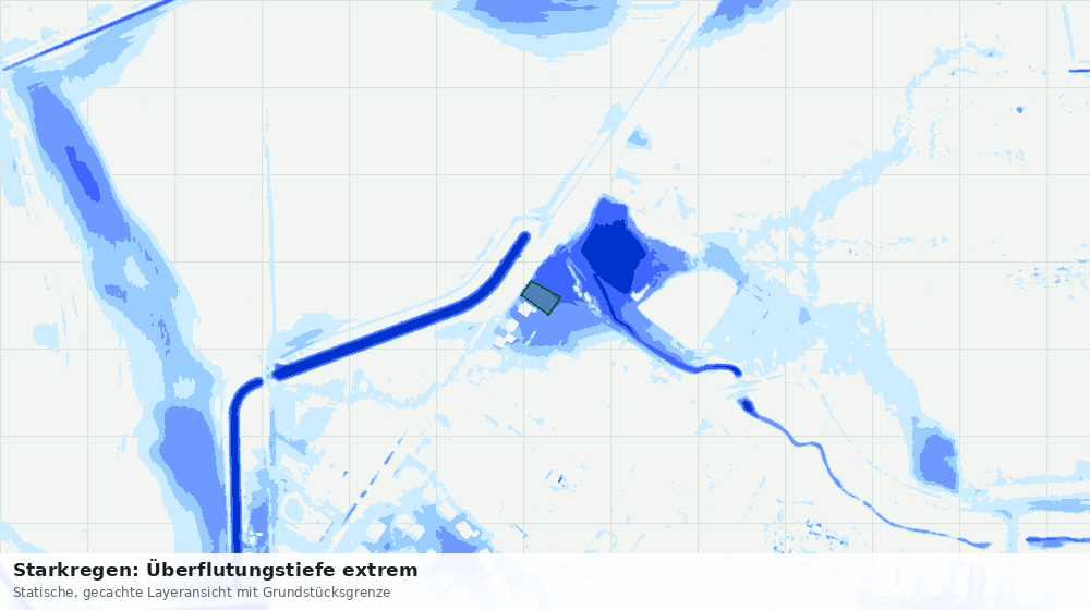 Statische Kartenansicht: Starkregen: Überflutungstiefe extrem