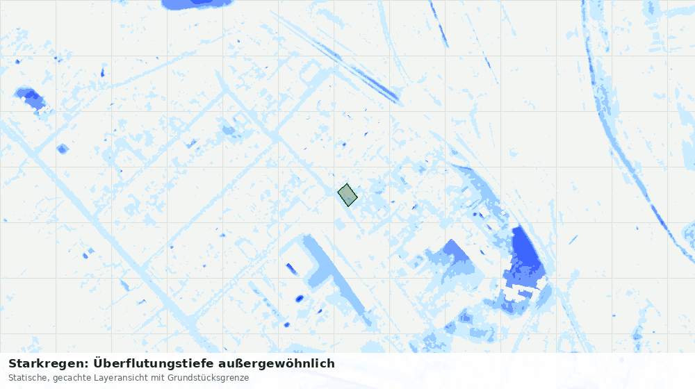 Statische Kartenansicht: Starkregen: Überflutungstiefe außergewöhnlich