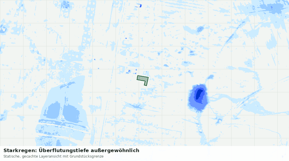Statische Kartenansicht: Starkregen: Überflutungstiefe außergewöhnlich