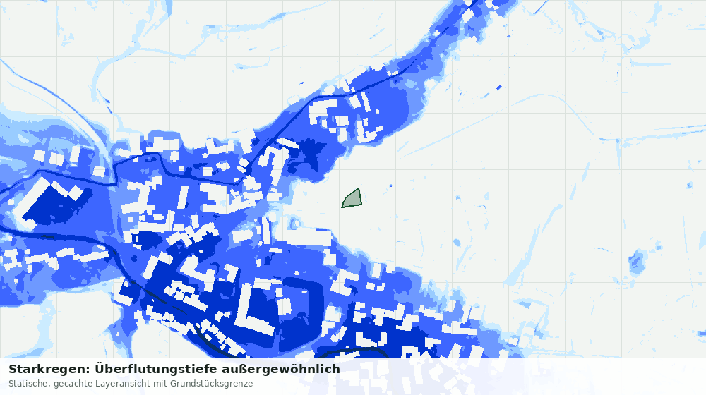 Statische Kartenansicht: Starkregen: Überflutungstiefe außergewöhnlich