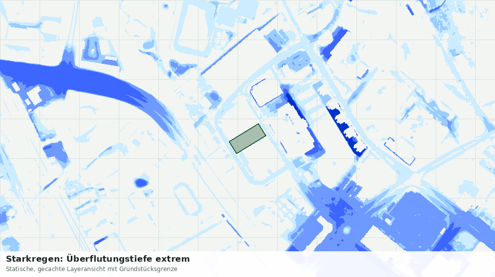 Statische Kartenansicht: Starkregen: Überflutungstiefe extrem