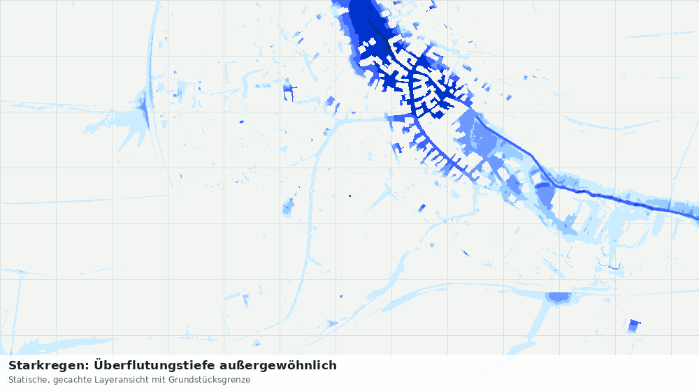 Statische Kartenansicht: Starkregen: Überflutungstiefe außergewöhnlich